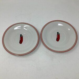 Set of 2 vintage golf bag plates J.C. Penney white red